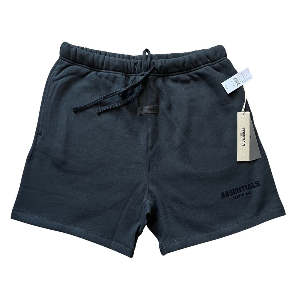 NWT Fear of God Essentials Sweat Shorts Stretch Limo Black SS22 Size Large FOG